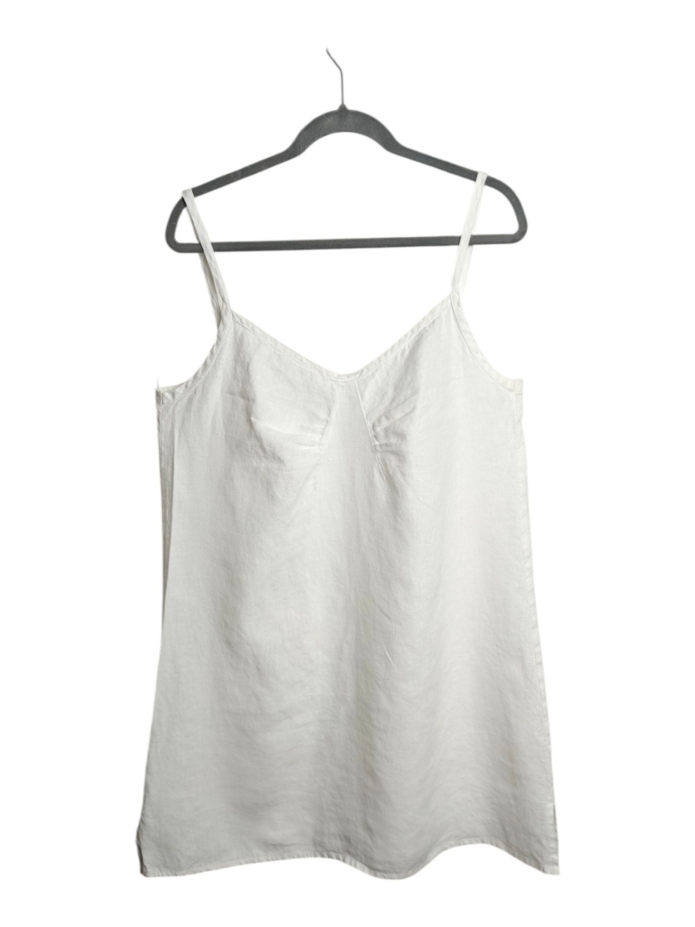 Pure Linen  White Mini Slip Dress Chemise